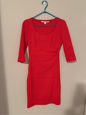 Red Scoop Neck Sheath Dress - Diane Von Furstenberg